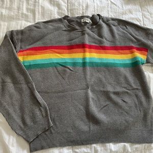Gray and rainbow crop sweater